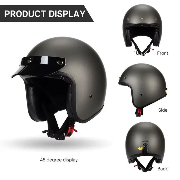 Casque de moto léger pour hommes et femmes, visage ouvert, puzzles masculins, savoir à chaud, 256 gris et argent, 3/4