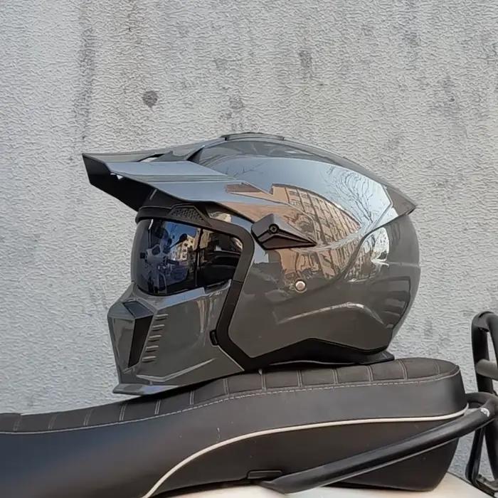 ORZ-Casque de moto intégral Street Fighter pour homme et femme, casque rétro, 4 saisons, poignées amovibles, point