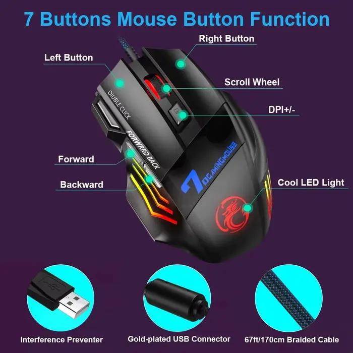 Souris de jeu filaire silencieuse pour ordinateur de bureau PC