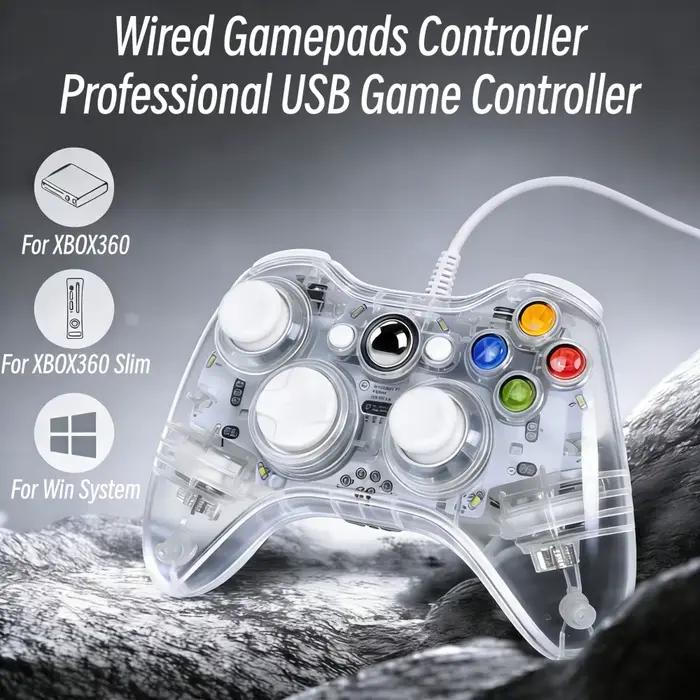 Manettes de jeu transparentes pour console XBOX 360 avec lumière LED