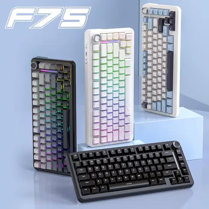 Clavier de jeu sans fil FreeWOL F75 RGB mini-disposition 75% échange à chaud rétroéclairage multicolore pour ordinateur portable tablette et bureau