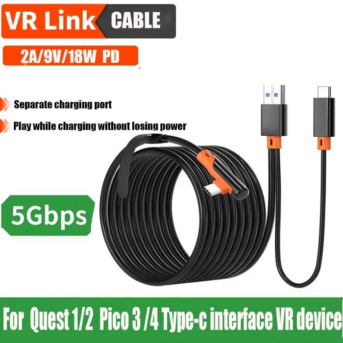 Câble de chargement de transfert de données 5Gbps USB3.0 vers type-c pour PSVR2 Oculus Quest 3 /2