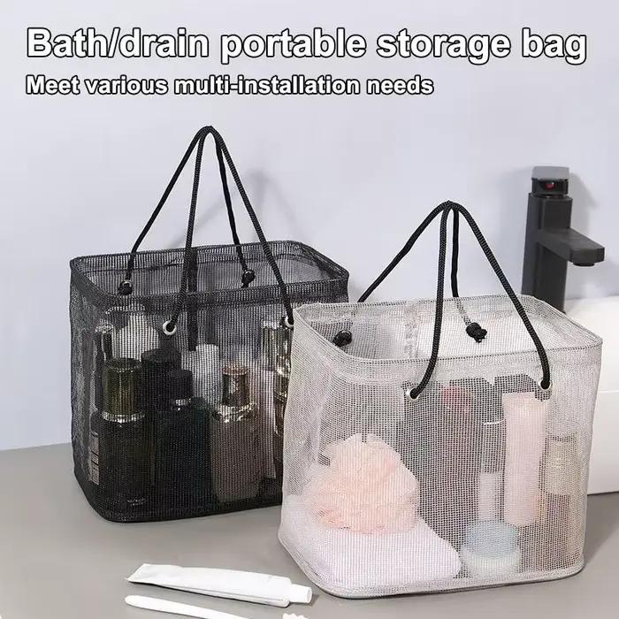 Panier de Douche Grande Capacité pour Femmes et Hommes, Sac de Drainage Portable pour la Douche, Accessoire de Rangement pour Équipement de Natation, Organisateur de Voyage pour Salle de Bain
