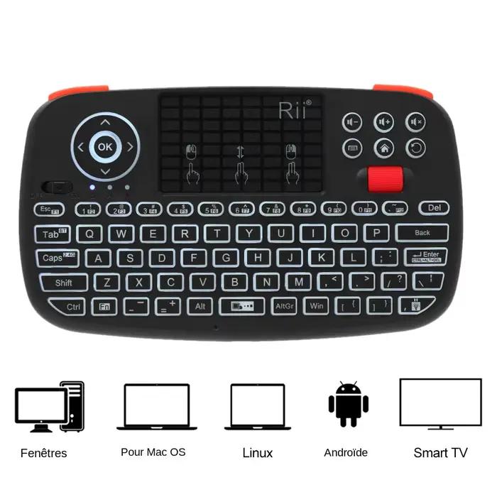Mini Clavier Sans Fil Rii i4 Multifonctionnel Avec Pavé Tactile Pour Windows Android TV Box Smart TV Occasions Spéciales Jeux Multimédia
