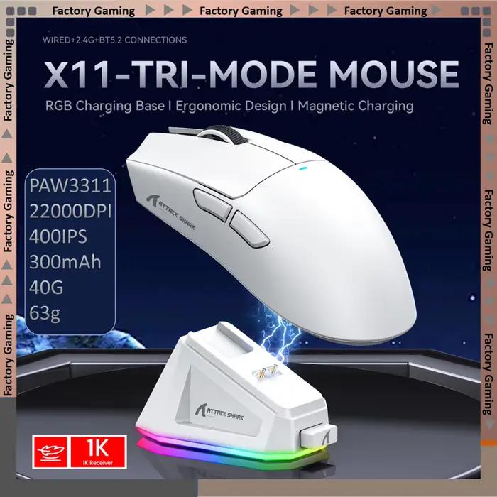 Souris de jeu légère ATTACK SHARK X11 - Tri-mode