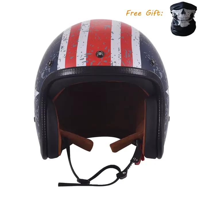 Casque de moto vintage homologué DOT, 3/4 ouvert, Casco Jet Scooter, unisexe, demi-casque 3/4 ouvert, vente en gros