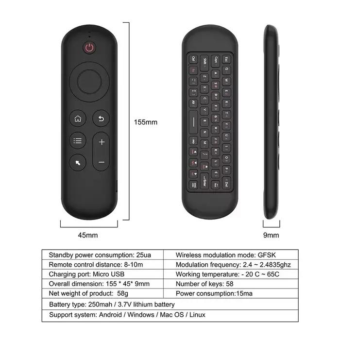 2.4GHz sans fil M5 Air Mouse BT 5.2 Mini clavier rétro-éclairé télécommande IR apprentissage