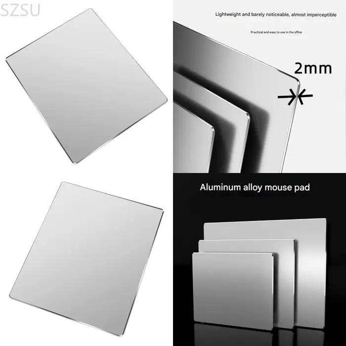 SZSU – tapis souris en métal aluminium, dur, lisse fin, Double face