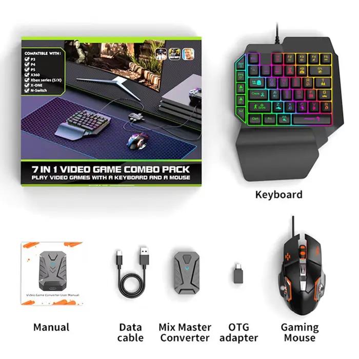 MIX Master contrôleur de jeu contrôle de jeu clavier à une main souris convertisseur ensemble pour PS3/PS4 PS5/pour ONE/pour Switch