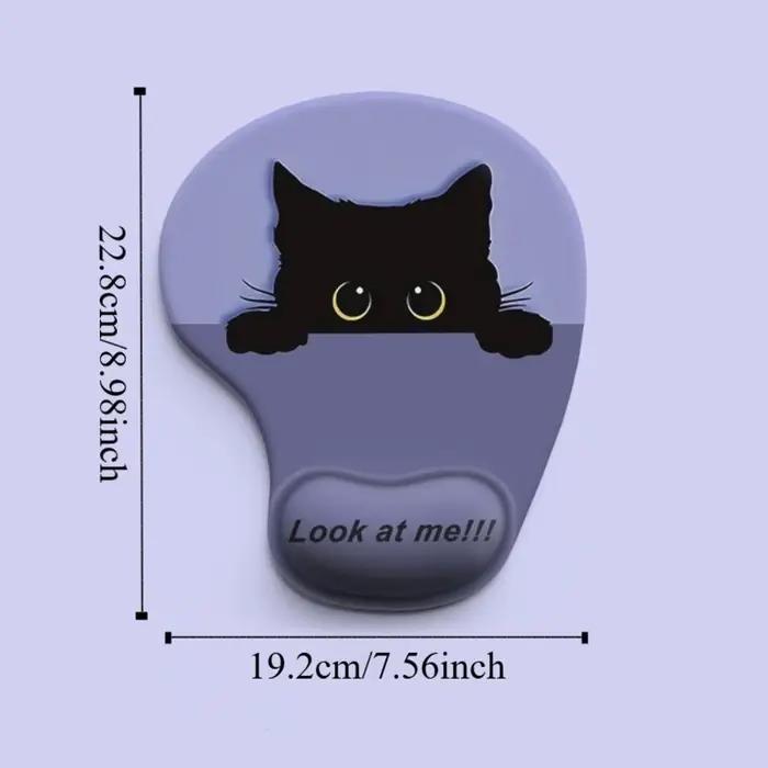 Tapis de souris ergonomique en forme de chat noir