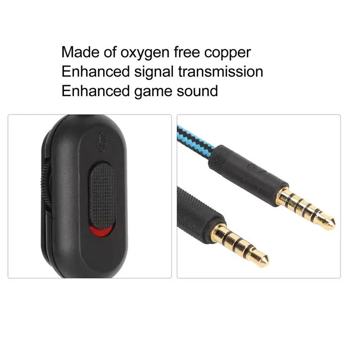 Câble tressé pour casque de jeu avec contrôle du volume et interrupteur muet