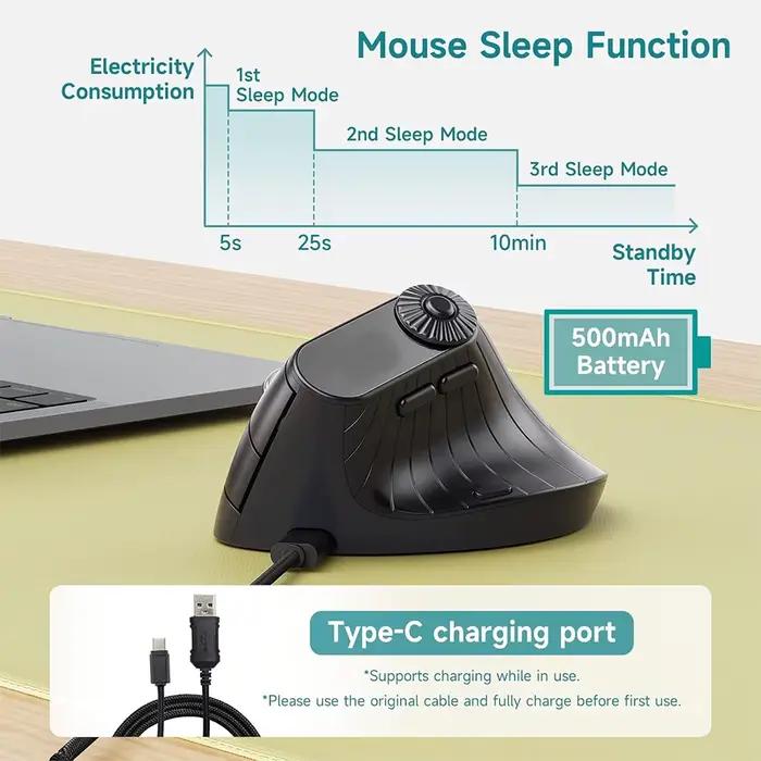Souris ergonomique 2.4G sans fil BT