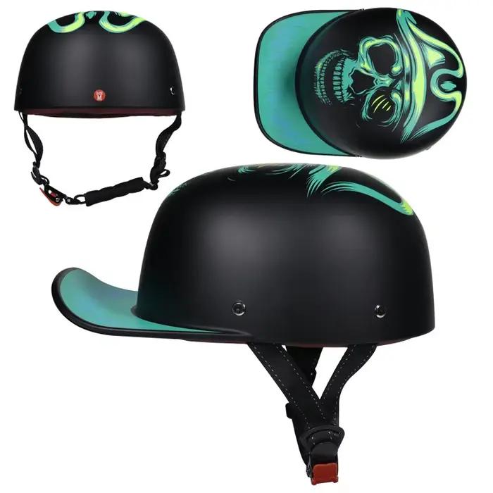 Casque de moto demi-visage pour hommes et femmes, casques rétro vintage, casquette de baseball, casquette d'été pour enfants, sc
