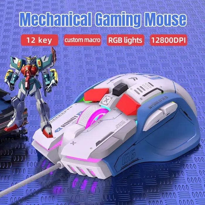 Souris de jeu programmable haut de gamme filaire 12800dpi 12 touches rétro-éclairage RVB pour Windows IOS bureau à domicile ordinateur portable occasions spéciales