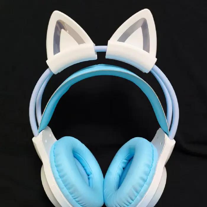 Oreilles de chat en Silicone rose pour écouteurs