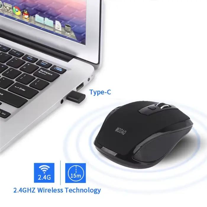 F3MA 2.4G souris sans fil 6 boutons silencieux USB Type C 1200 1600 DPI