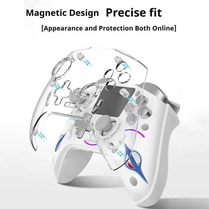 Contrôleur de jeu sans fil avec écran intégré 2 pouces joystick gyroscope 6 axes lumière RVB multiplateforme pour gamer occasionnels et professionnels