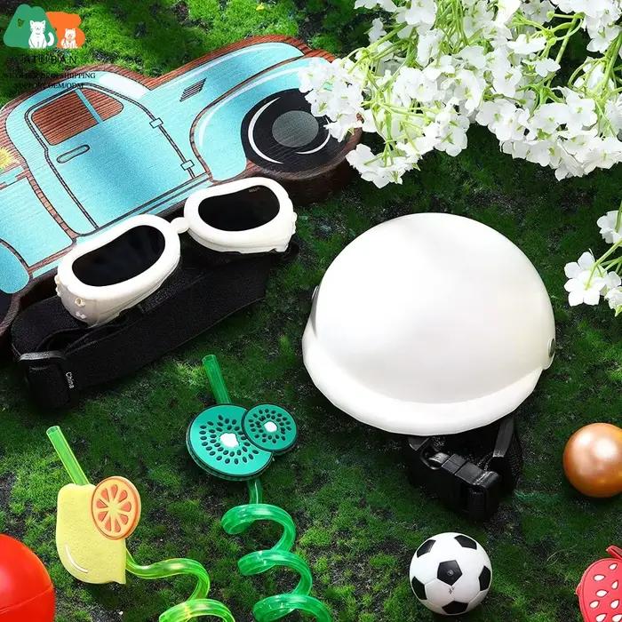 Casque et lunettes pour animaux de compagnie, casquette pour chien, chapeau pour chien, lunettes de soleil pour l'équitation, protection de sécurité des activités de plein air, animaux de compagnie