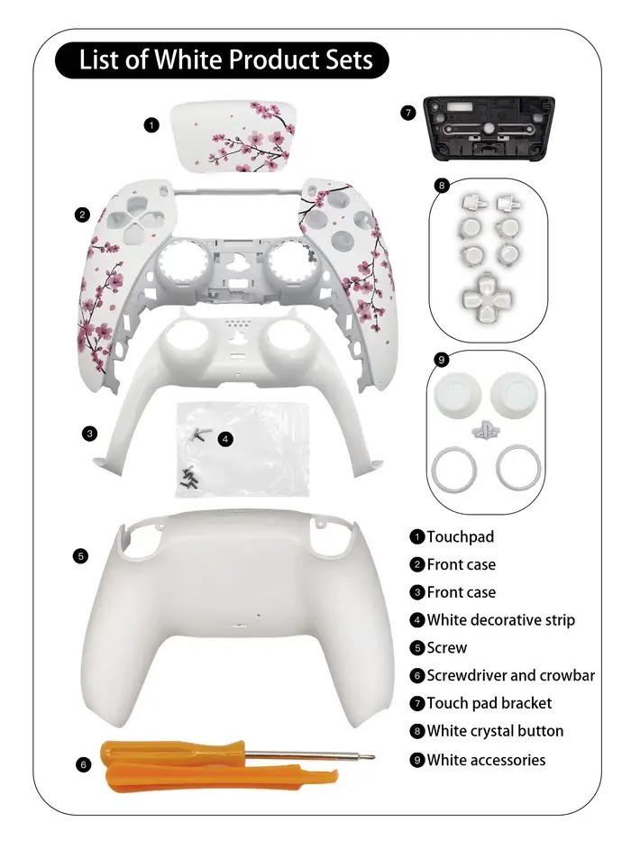 Couvercle de plaque frontale de coque de contrôleur Sakura PS5 rose avec pavé tactile