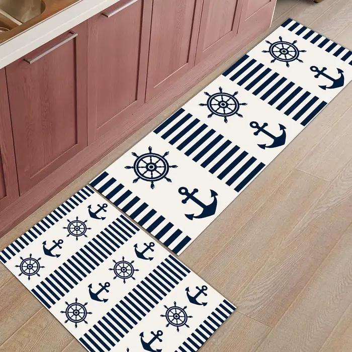 Tapis de Sol Bleu Foncé pour Cuisine, Polymères, Porte d'Entrée, Anti-Alde, HOArea lea, Décoration de Maison, 1 Pièce