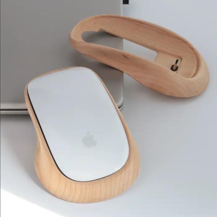 Souris magique de luxe antichoc, étanche, en bois de noyer, cerisier et érable, avec port Lightning et USB.