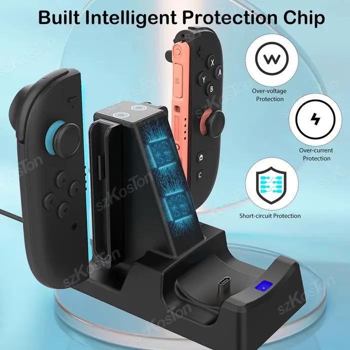 Station de charge 3 en 1 pour Switch 2 Pro Controller pour Switch2 avec indicateur LED et câble