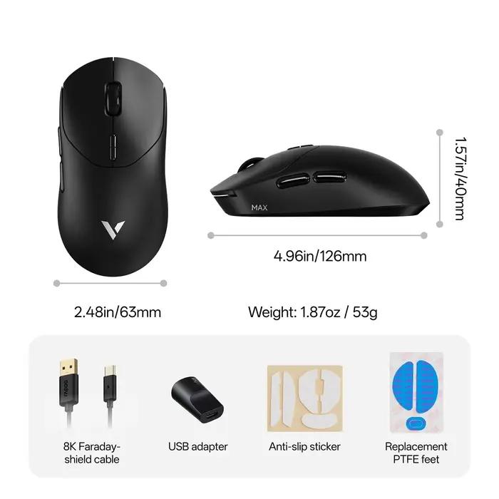 Souris de jeu ergonomique sans fil Rapoo VT2 MAX