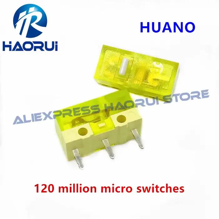 10 pièces HUANO Transparent vert jaune violet micro interrupteur 90/100/120 millions de clic durée de vie ordinateur souris micro-interrupteur bouton