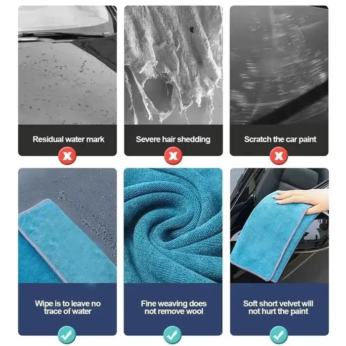 Nouvelle serviette de lavage de voiture serviette en microfibre haut de gamme nettoyage de voiture chiffon de séchage ourlet tissu d'entretien de voiture détails serviette de lavage