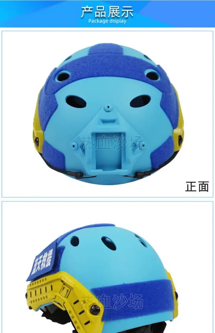 Casque de chasse de sauvetage bleu, lampe de poche à pince, lampe de poche, lunettes, lumière de sauna