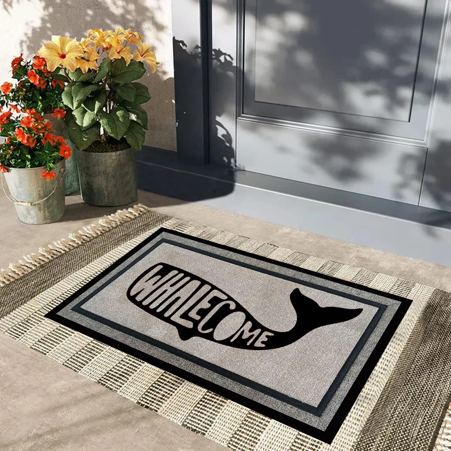 Whalecome – paillasson de bienvenue en caoutchouc, pour salle de bain, cuisine, jardin, porte de Gar