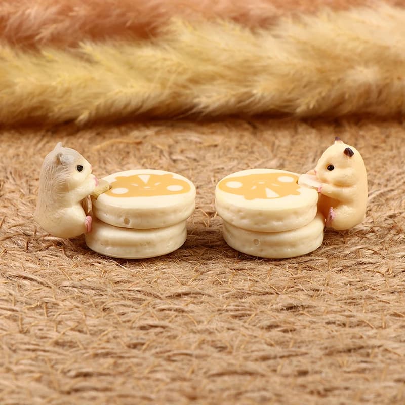 Mini figurines hamster et souris, 1.5-2.5cm, pour manger des desserts, nourriture, décoration, jouet