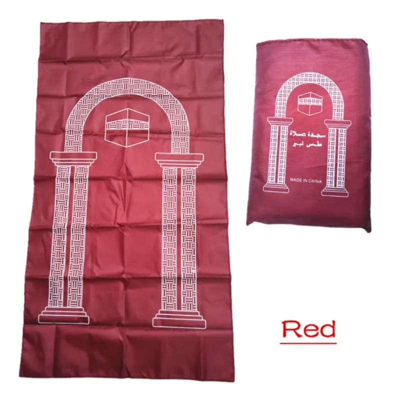 Tapis de prière musulmane, 60x100cm, tressé en PU, imperméable, avec une simple impression, pochette