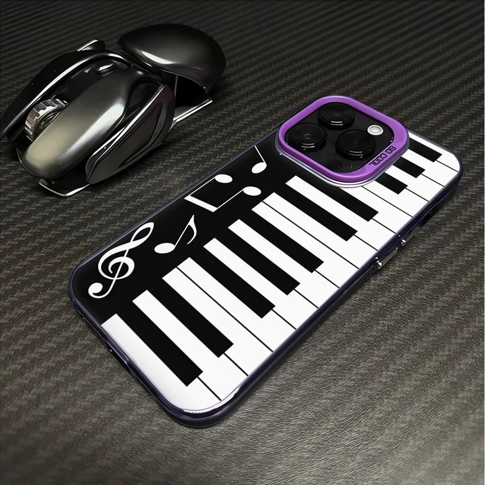 Coque de téléphone antichoc avec motif notes de musique clavier de piano pour iPhone 17 Pro Max 16 1