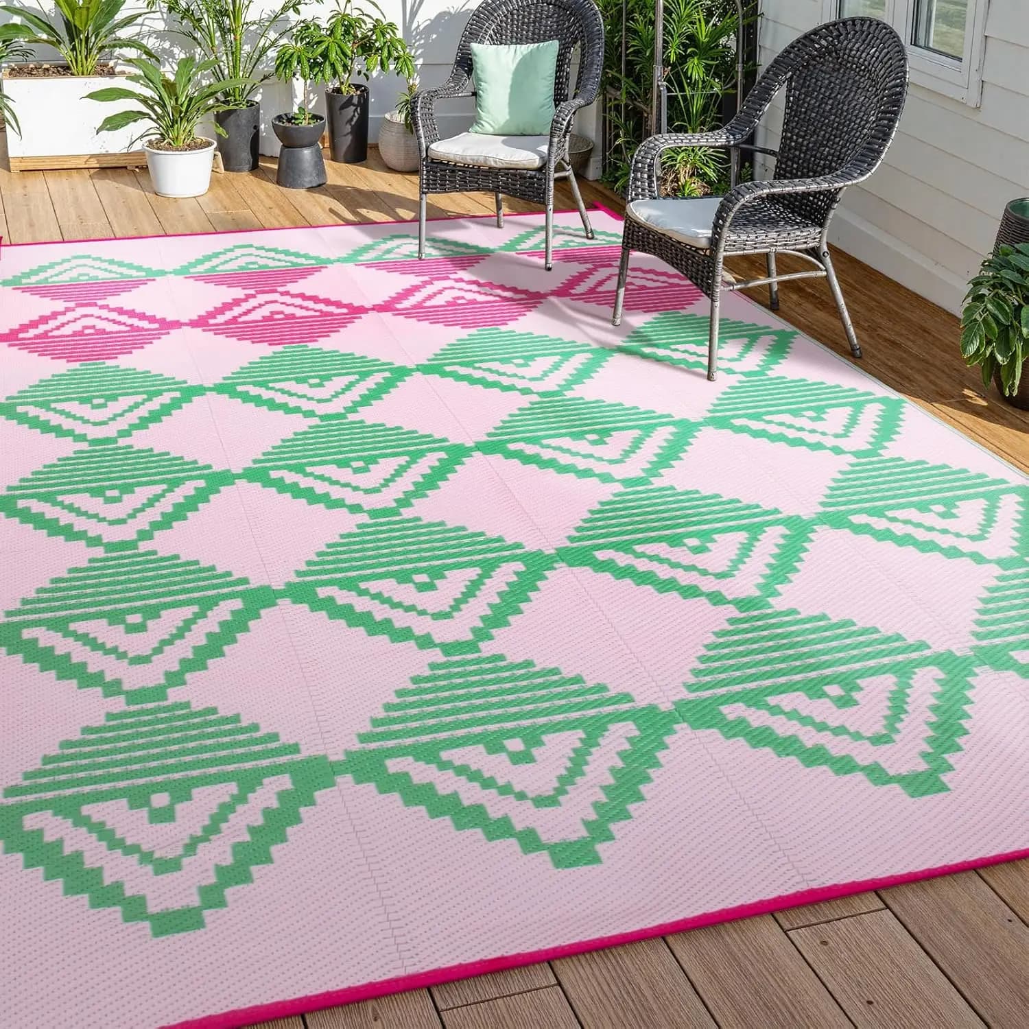 Tapis d'extérieur pliable VIKAMA pour camping-car, lavable en machine, tapis de pique-nique pour cam