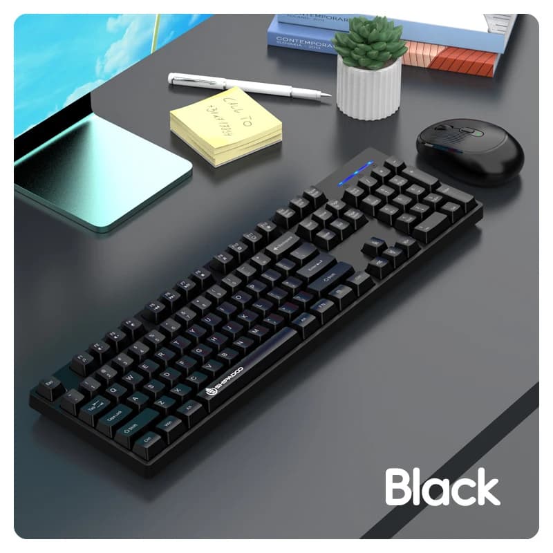 Combo clavier et souris sans fil 2,4 G pour bureau et maison - Fonctionnant sur batterie, 4 options