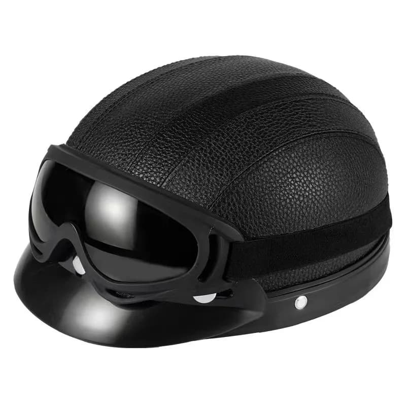 Casque vintage en cuir Harley pour homme et femme, demi-casque léger, vélo électrique, chaud, univer