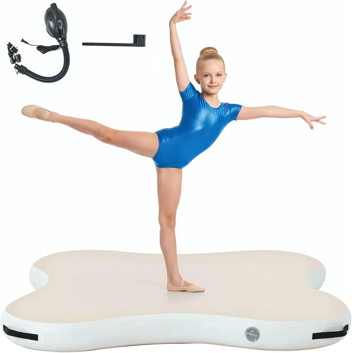 Tapis de gymnastique gonflable avec pompe électrique, tapis d'entraînement antidérapant en tissu Dro