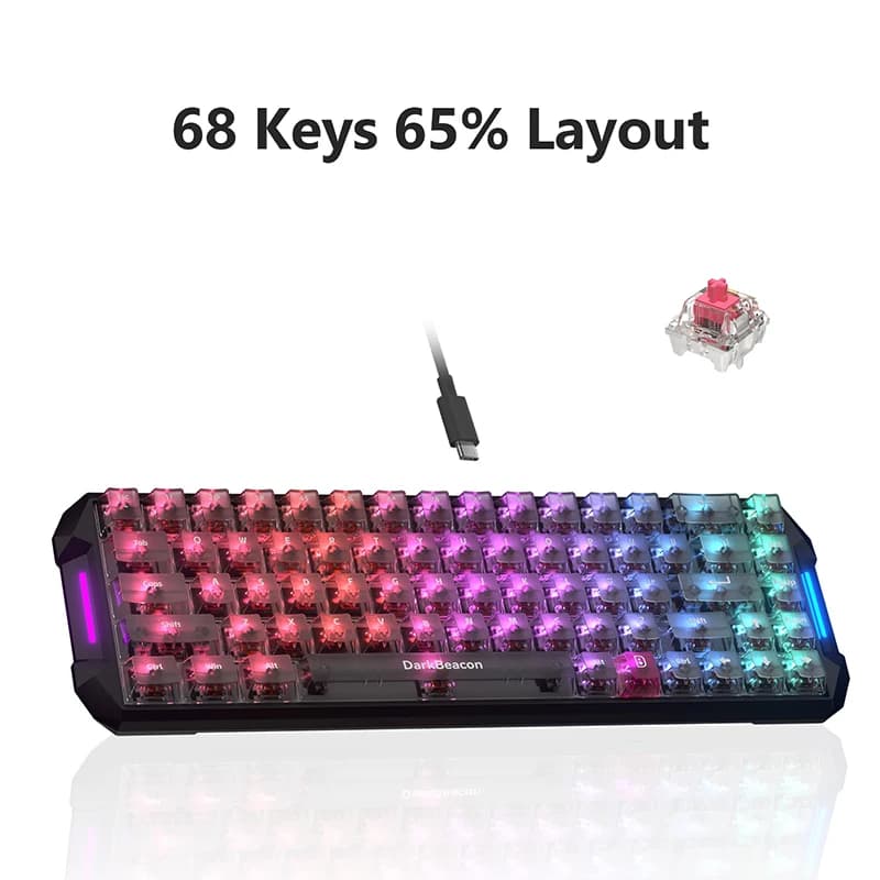 Clavier mécanique silencieux DarkBeacon 65% 80% avec disposition 68 touches 87 touches, claviers USB