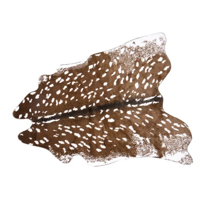 Tapis en velours imprimé faux cerf, tapis en cuir, peau de vache, peau d'animaux, forme naturelle, t
