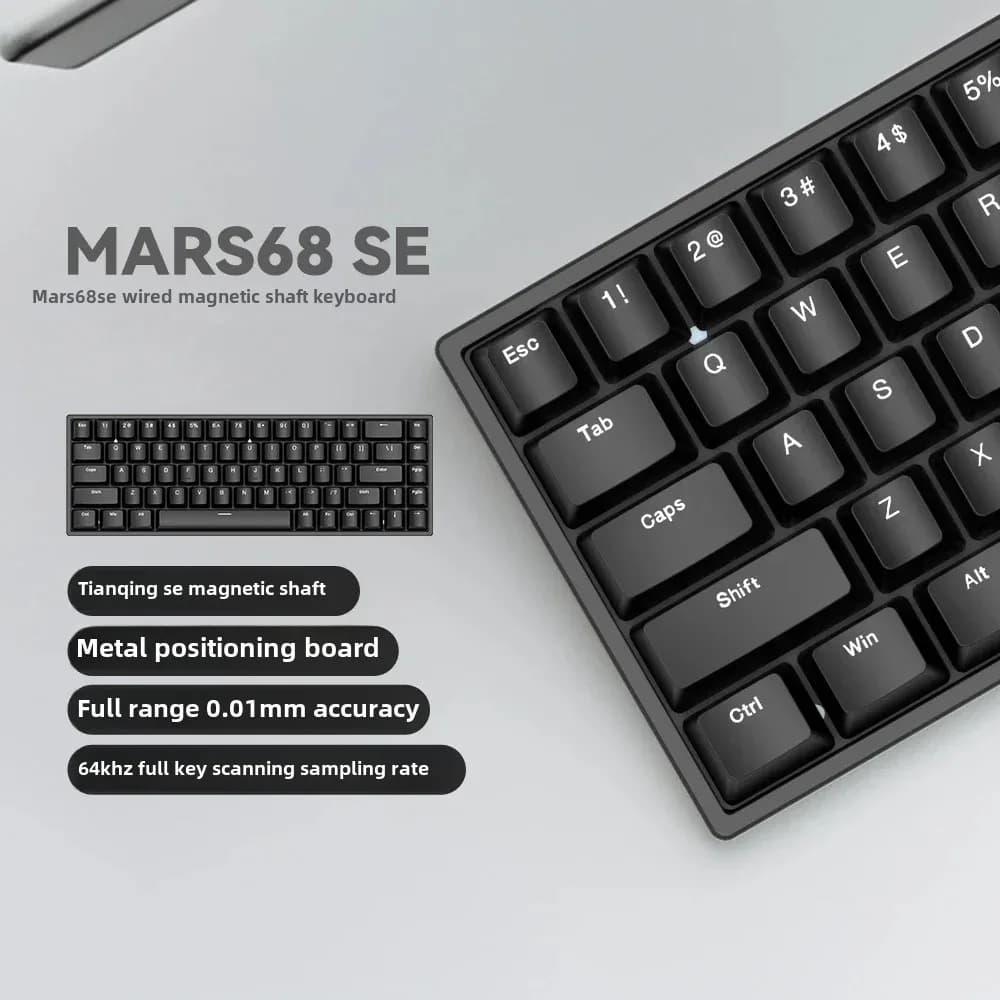 Mars 68 PRO clavier mécanique à axe magnétique clavier de jeu 0 zone morte plug et déclencher lumièr