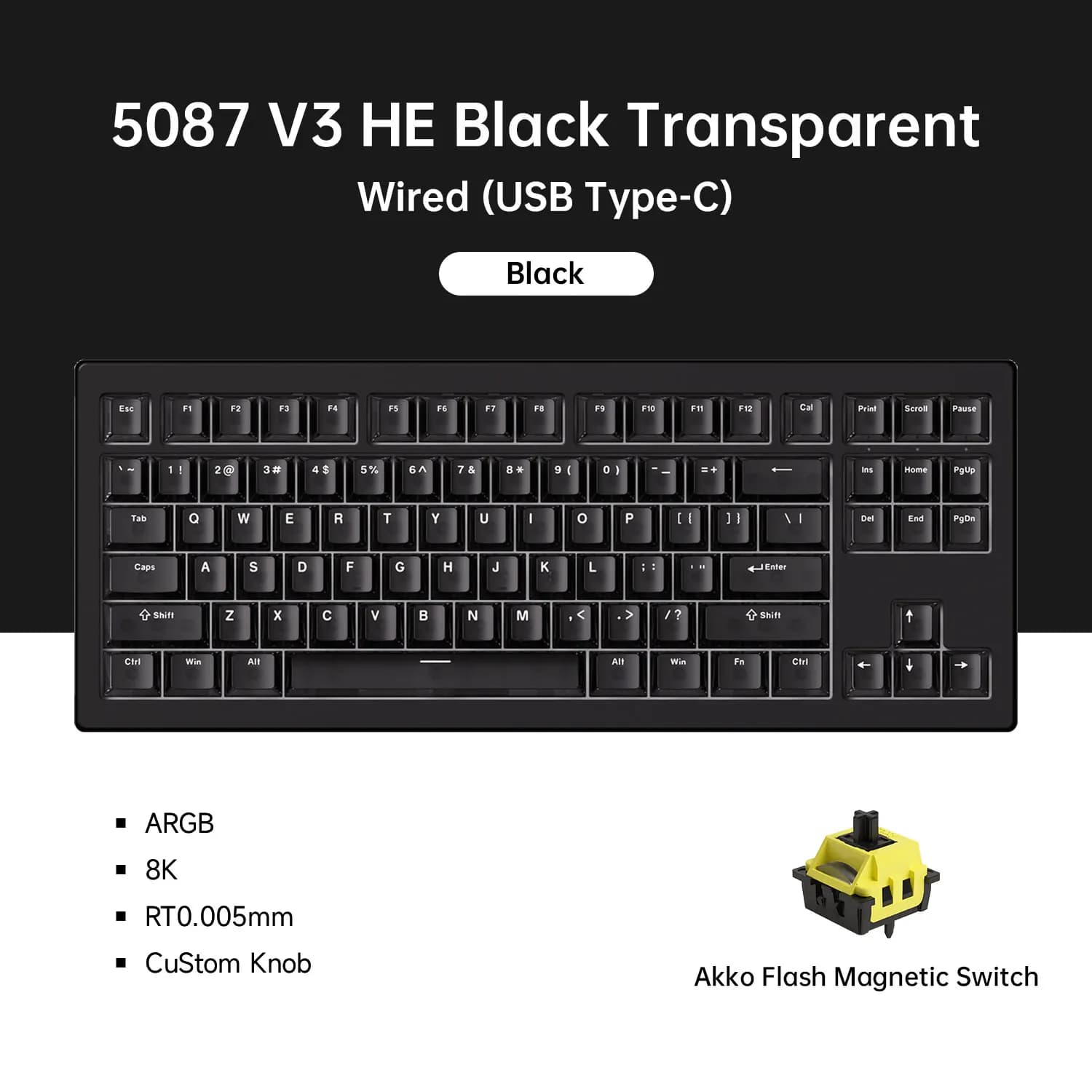 Akko 5087 V3 HE clavier 88 touches TKL disposition interrupteur magnétique déclencheur rapide 0.005m