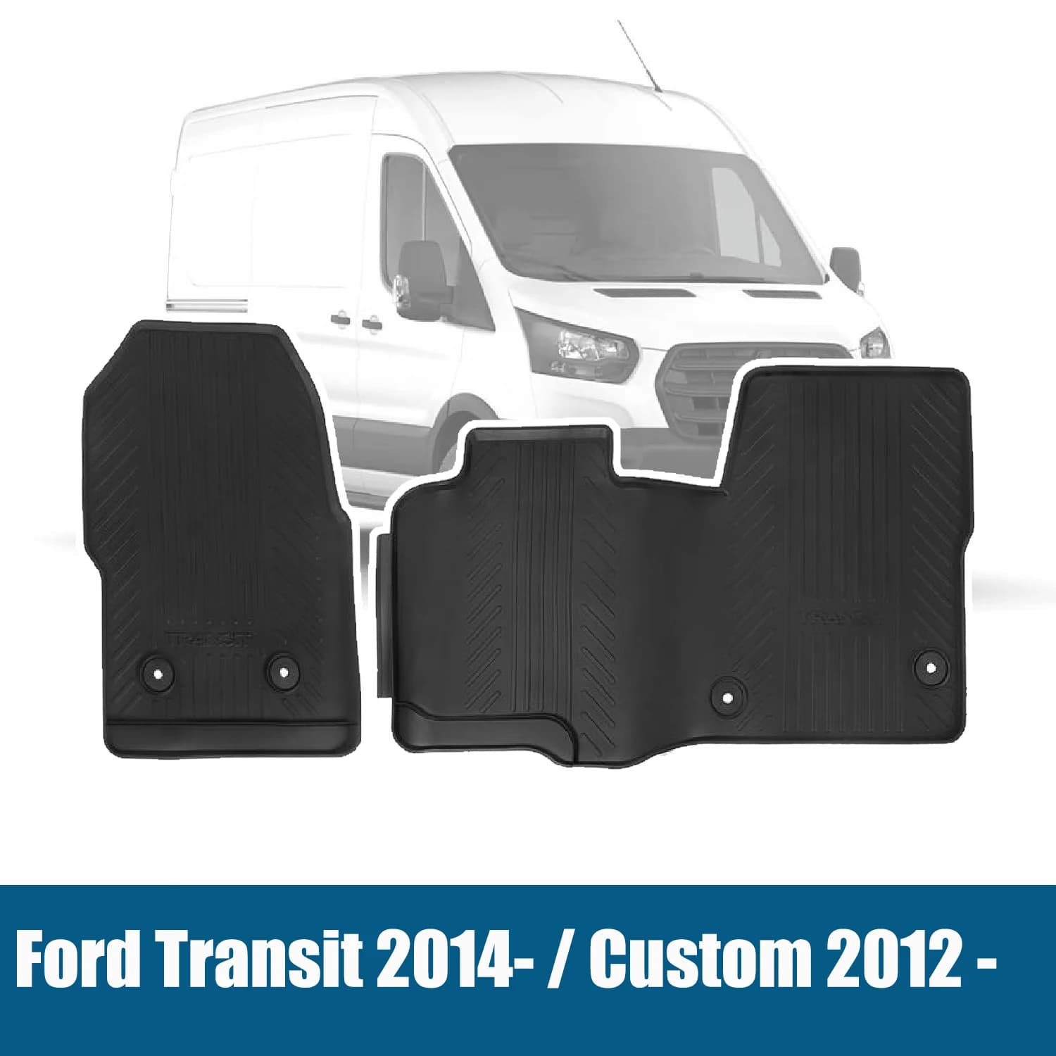 Jeu de tapis de sol avant en caoutchouc, pour Ford Transit Mk8 2014- 2019 Mk9 2020- Custom 2012 – 20
