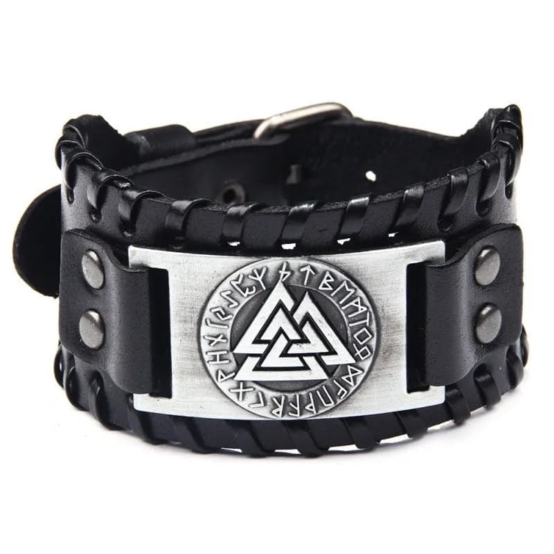 HNSP Viking Rune bijoux accessoires Wrap Bracelet en cuir pour hommes taille réglable