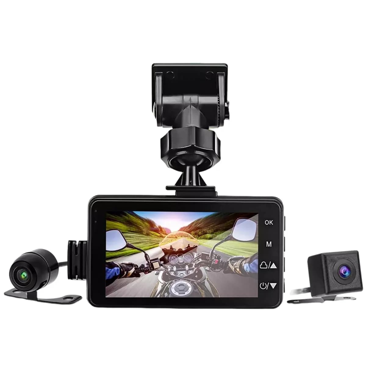 Caméra de tableau de bord DVR pour moto avec caméra avant et arrière, boucle vidéo pour touristes, é
