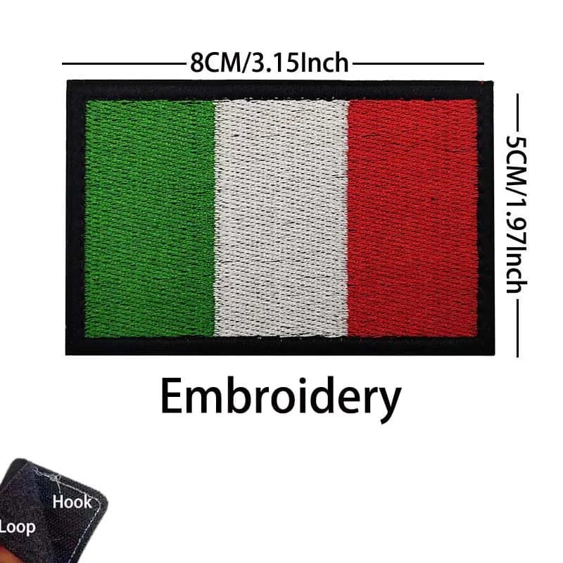 Patchs brodés avec emblème de drapeau italien pour vêtements, Badges réfléchissants pour sac à dos i