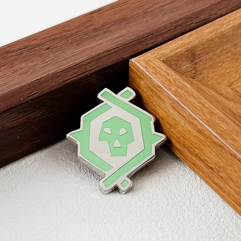 Écusson en émail « Fortune d'Athéna » de Sea of Thieves, emblème tête de mort, badge de jeu pirate p