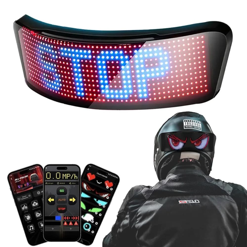 Écran LED pour casque de moto, lumière d'avertissement, éclairage de nuit, DIY RGB, feu arrière de v