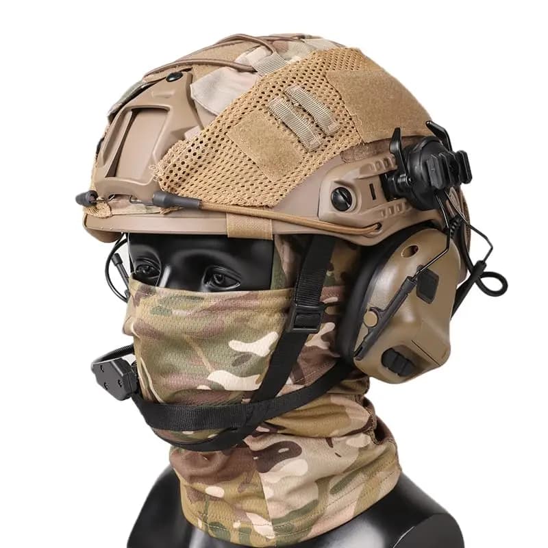 Casque tactique avec casque, casque Airsoft réglable avec housse de casque et masque cagoule Fcae po