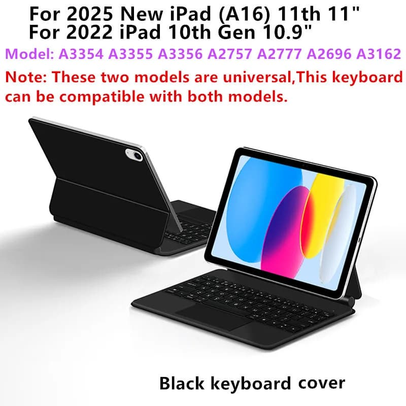 Clavier magique AJIUYU pour Apple iPad 11e génération 2025 iPad A16 11 pouces 10e génération, coque